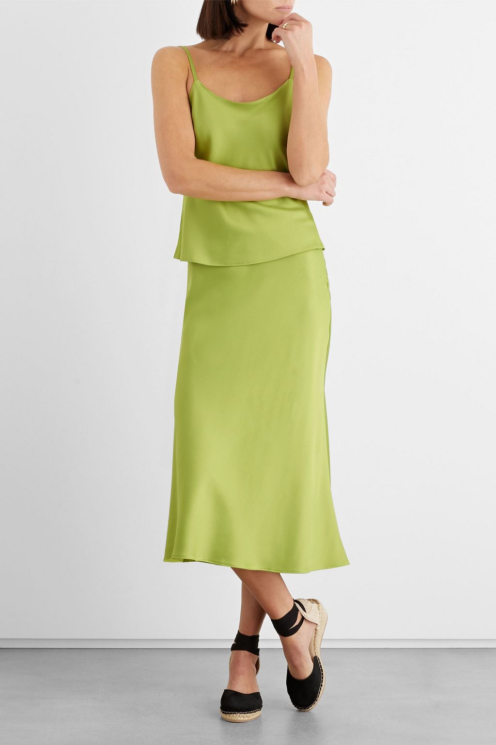 IRIS & INK Margot satin-crepe midi skirt