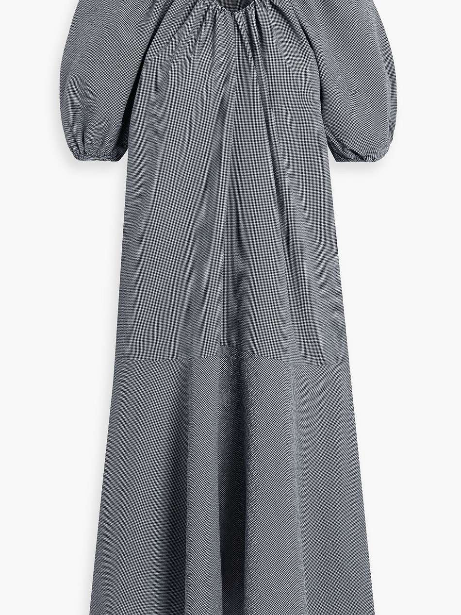 esme gathered gingham cotton-blend seersucker midi dress