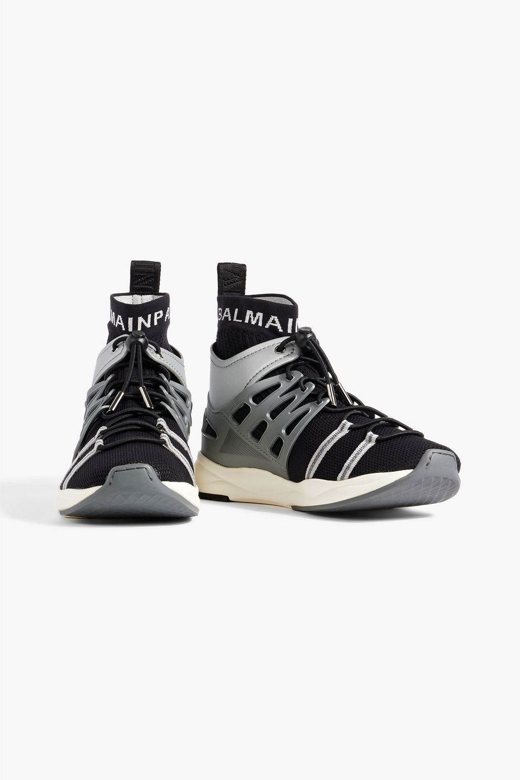 BALMAIN Jason stretch-knit and rubber high-top sneakers