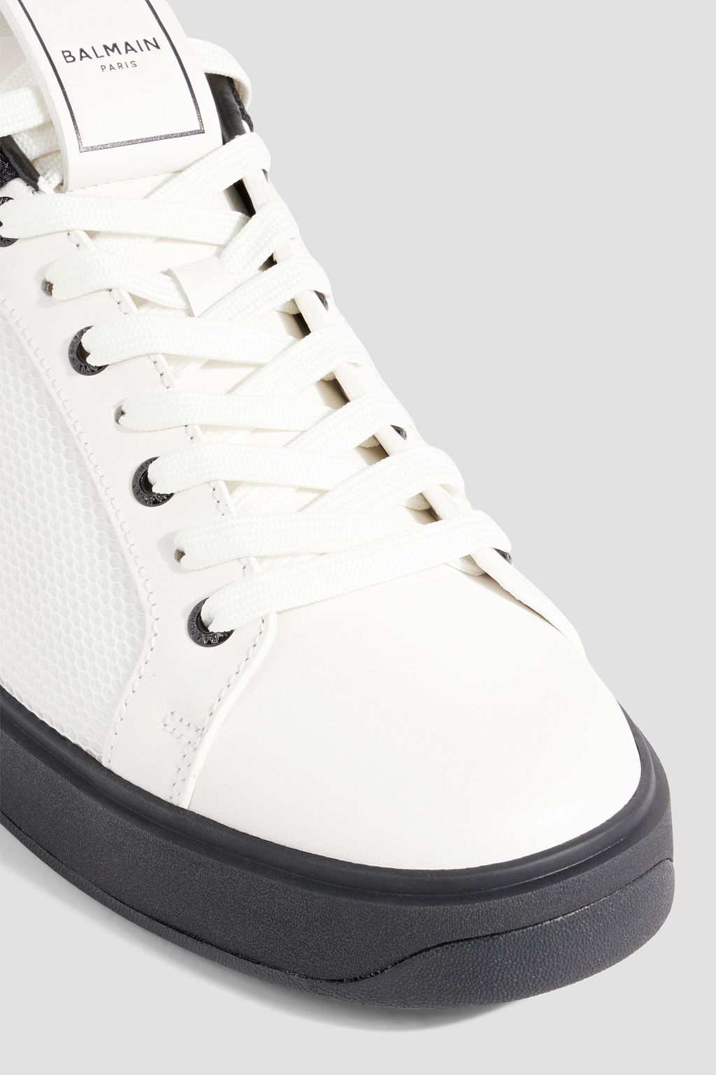 BALMAIN B-Court two-tone mesh and leather sneakers