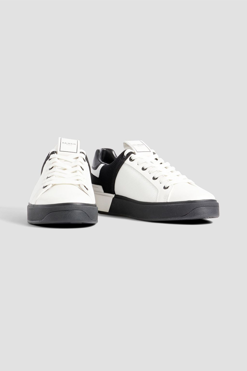 BALMAIN B-Court two-tone mesh and leather sneakers
