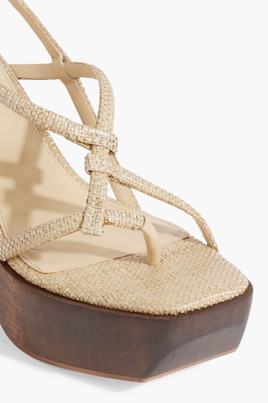 CULT GAIA Nela faux raffia platform slingback sandals