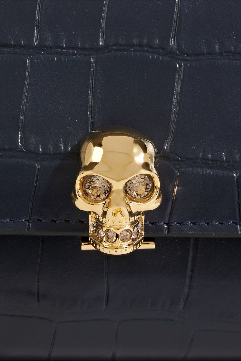MCQUEEN Skull croc-effect leather wallet