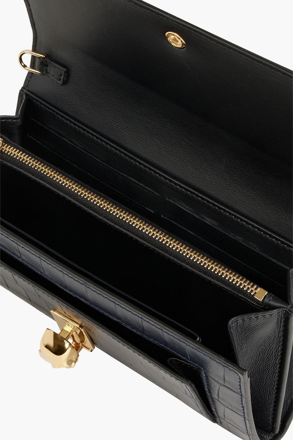 MCQUEEN Skull croc-effect leather wallet