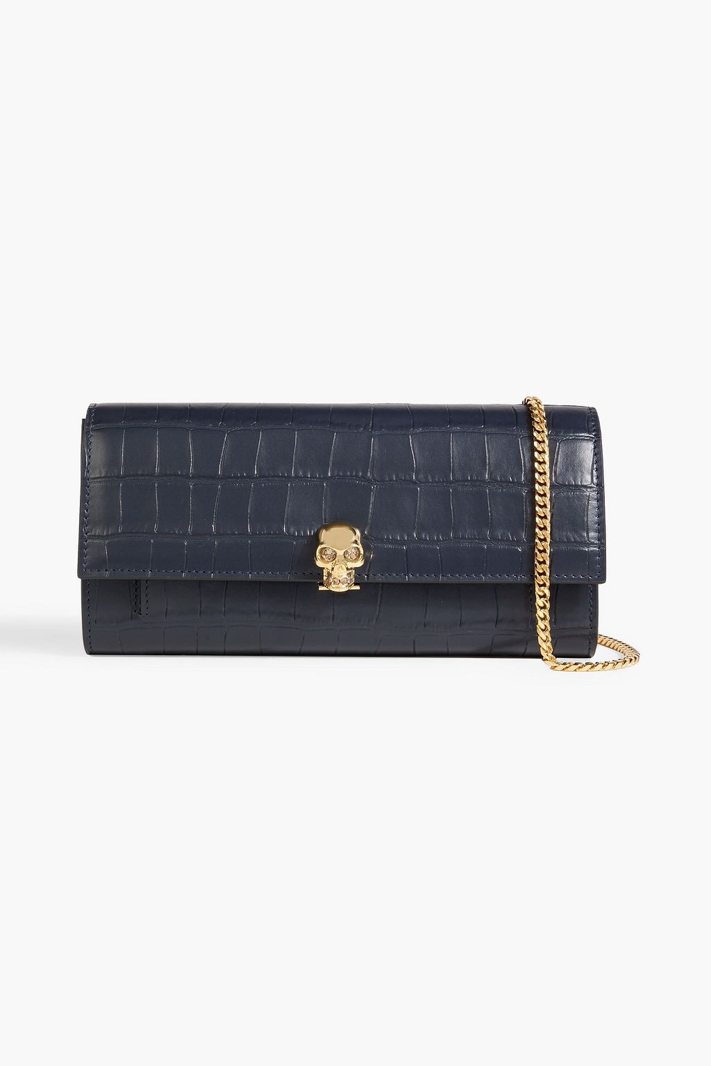 MCQUEEN Skull croc-effect leather wallet