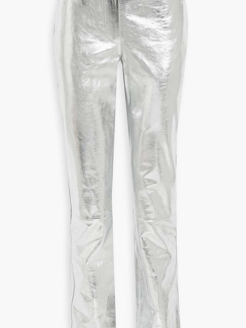 mirror crinkled-leather straight-leg pants