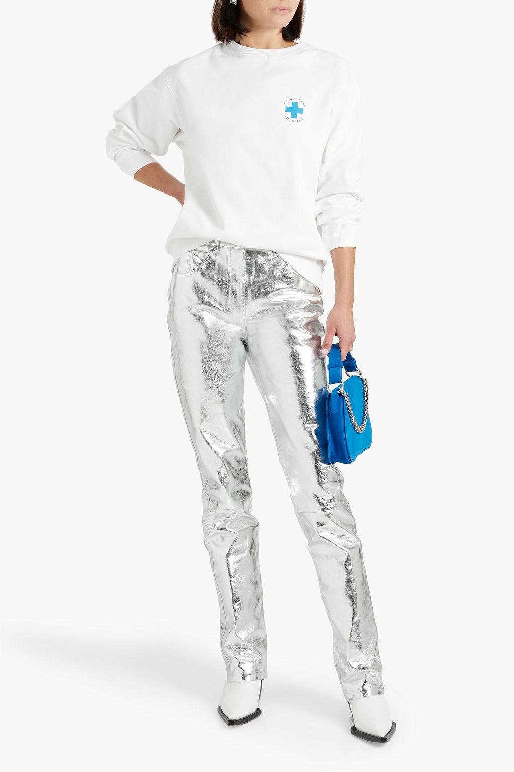 HELMUT LANG Mirror crinkled-leather straight-leg pants