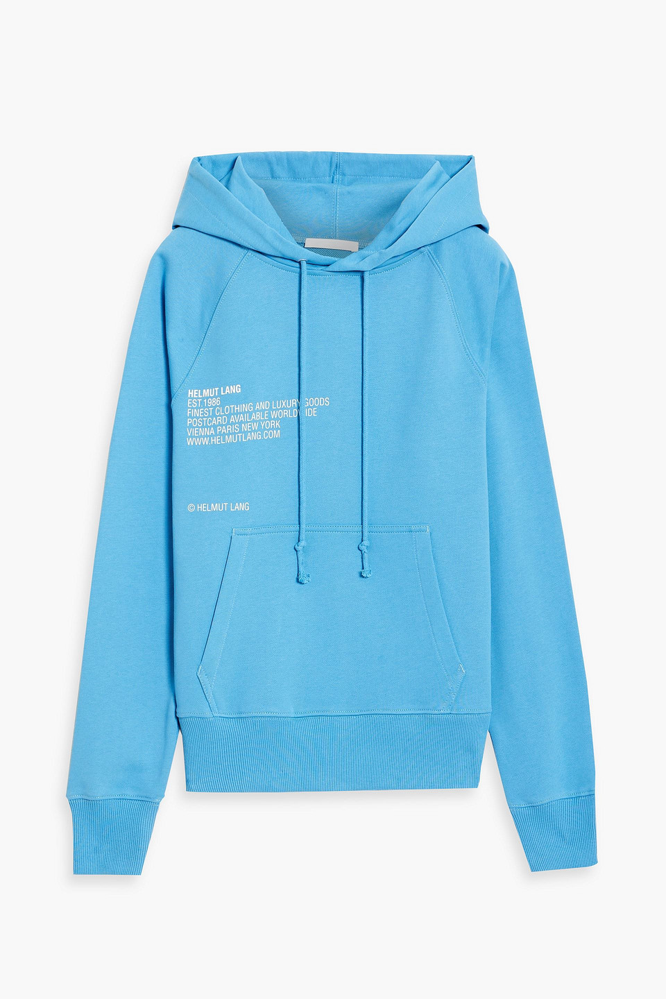 Helmut Lang Logo-print French Cotton-terry Hoodie In Azure