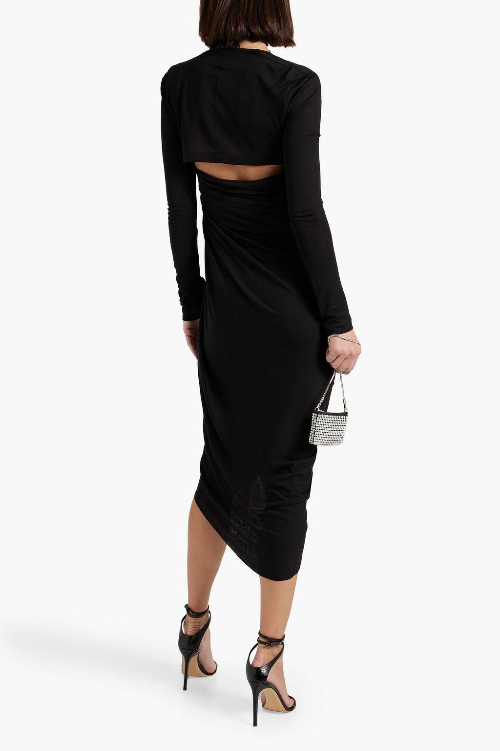 HELMUT LANG 루쉬 장식 저지 홀터넥 드레스