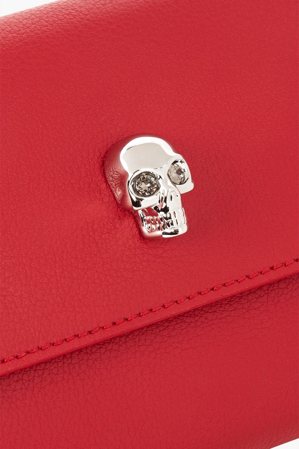 MCQUEEN Skull pebbled-leather wallet