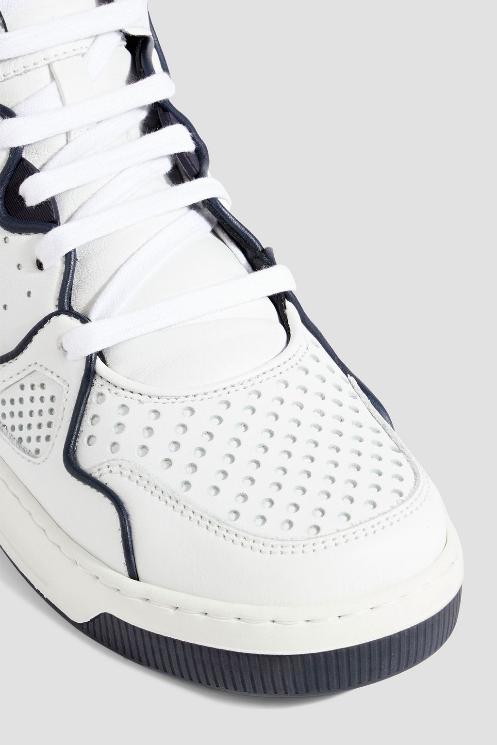 BALMAIN Keith perforated leather and neoprene high-top sneakers