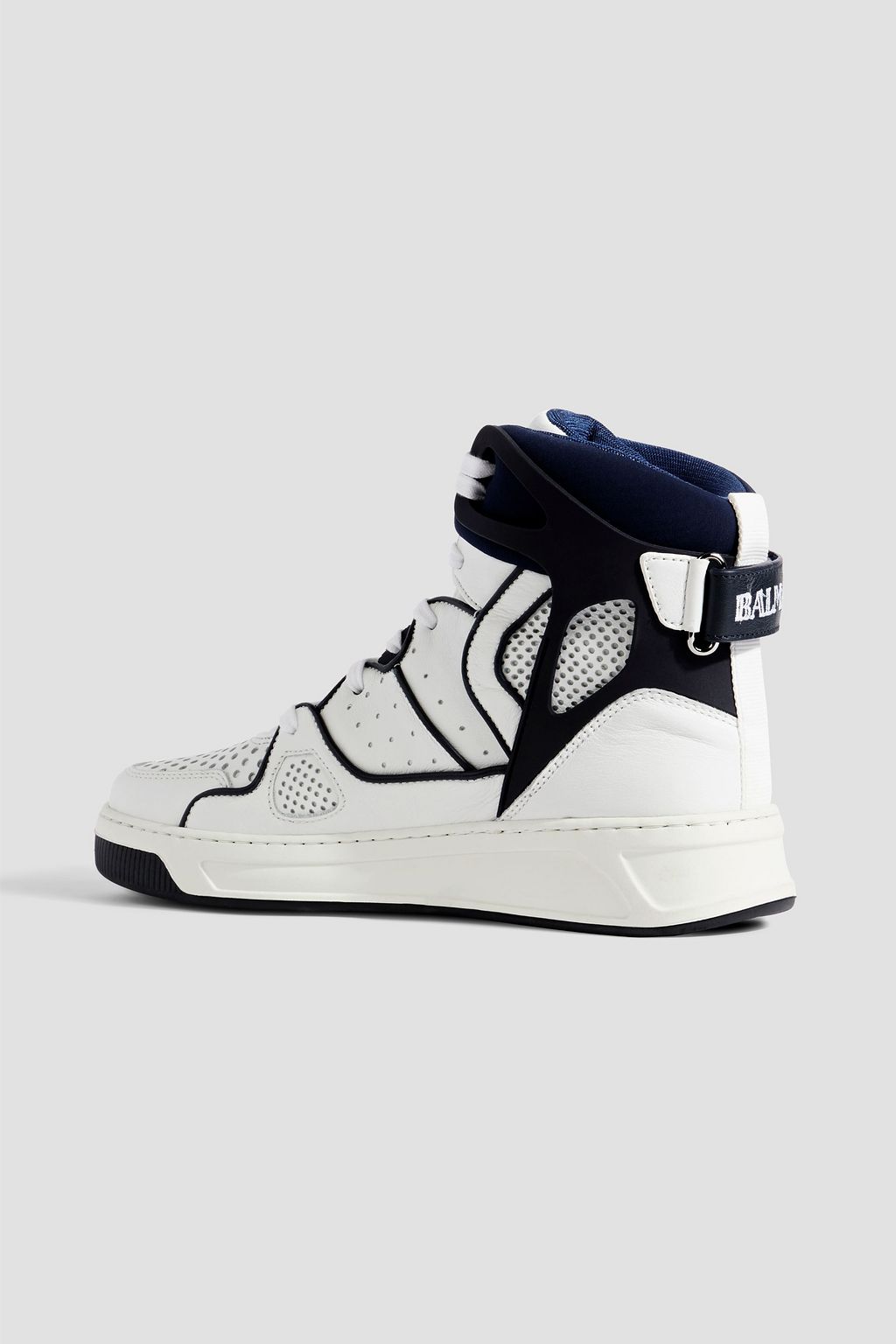 BALMAIN Keith perforated leather and neoprene high-top sneakers