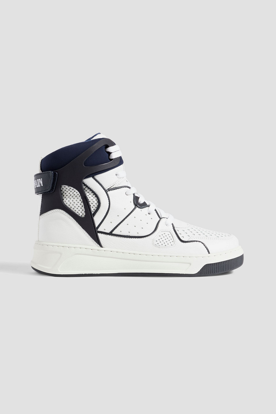 Balmain Keith Perforated Leather And Neoprene High-top Sneakers In