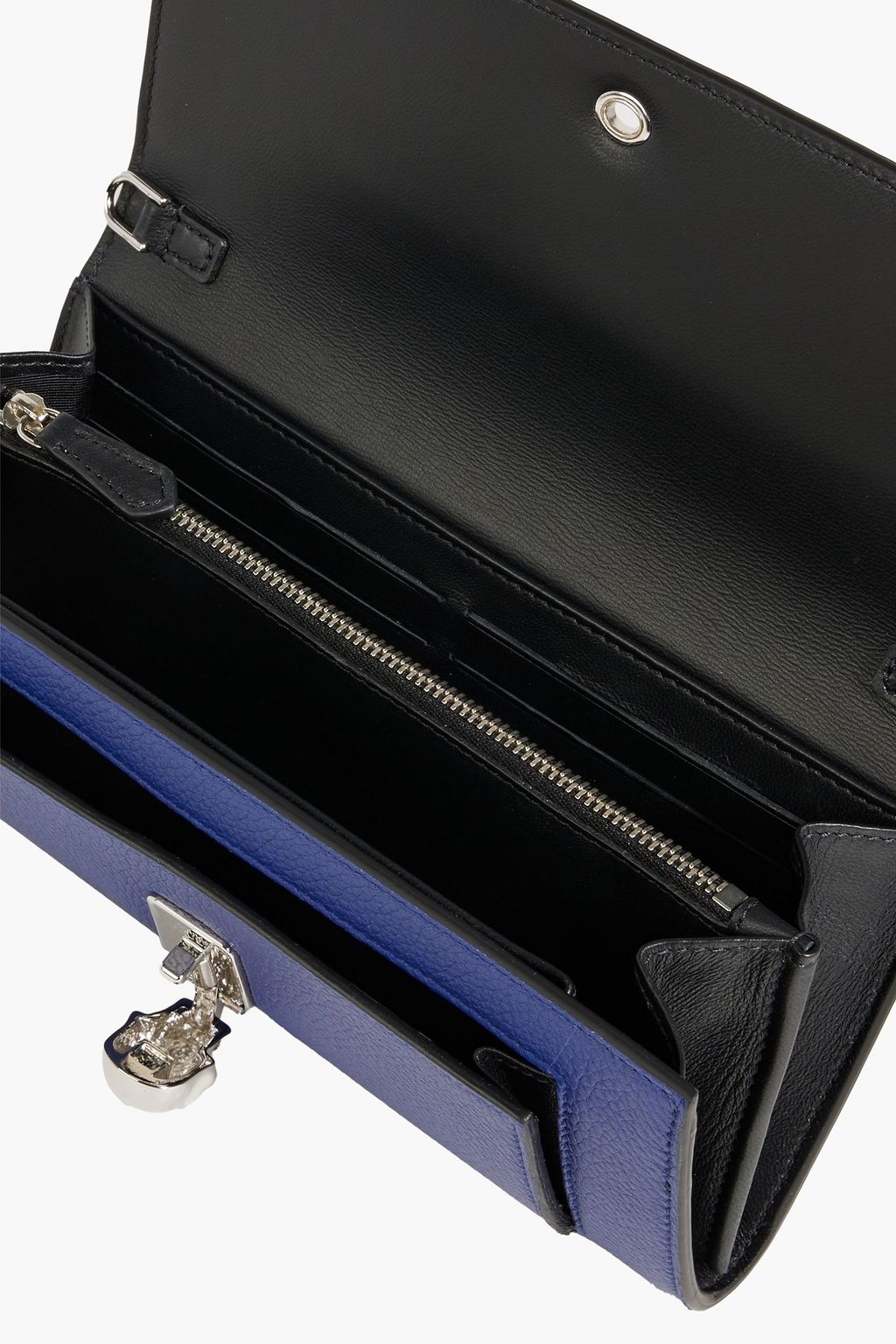 MCQUEEN Skull pebbled-leather wallet