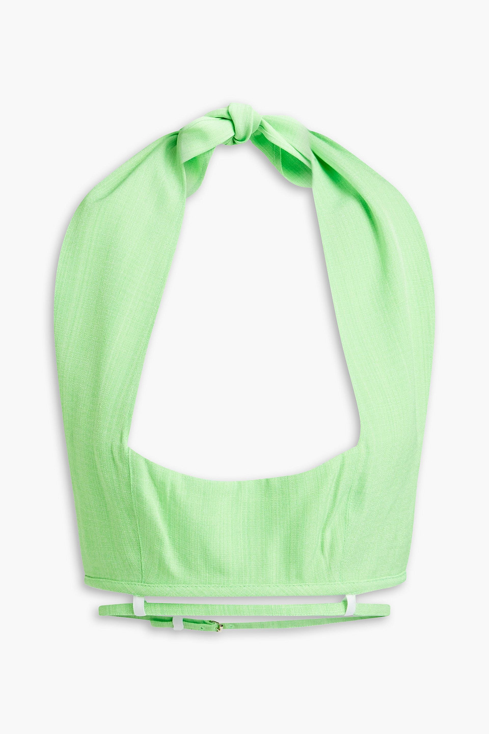 Jacquemus Limao Cropped Crepe Halterneck Top In Light Green