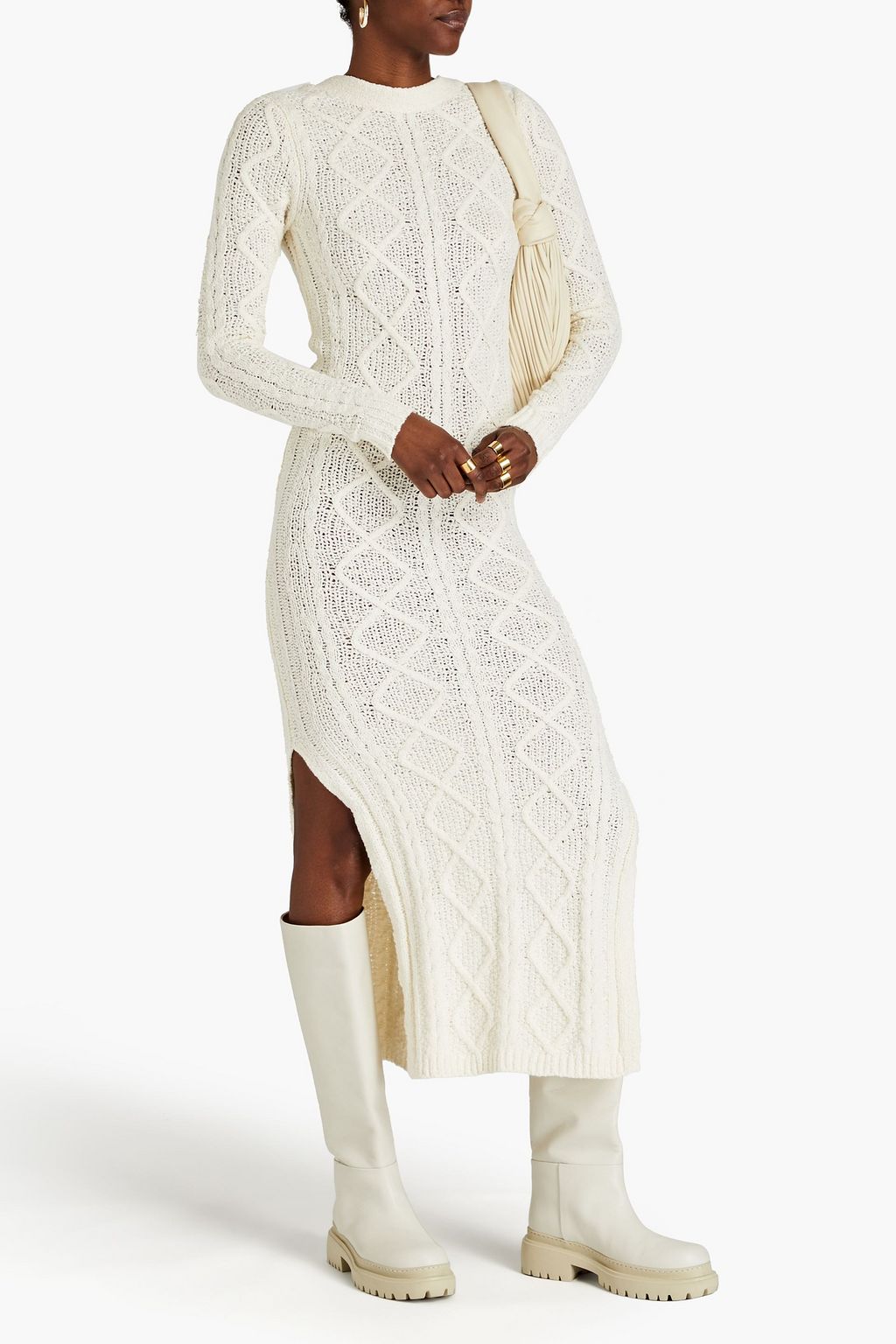 REMAIN BIRGER CHRISTENSEN Carmain Midikleid aus einer Baumwollmischung mit Zopfstrickmuster