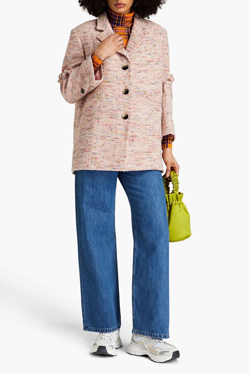 GANNI Wool-blend tweed coat