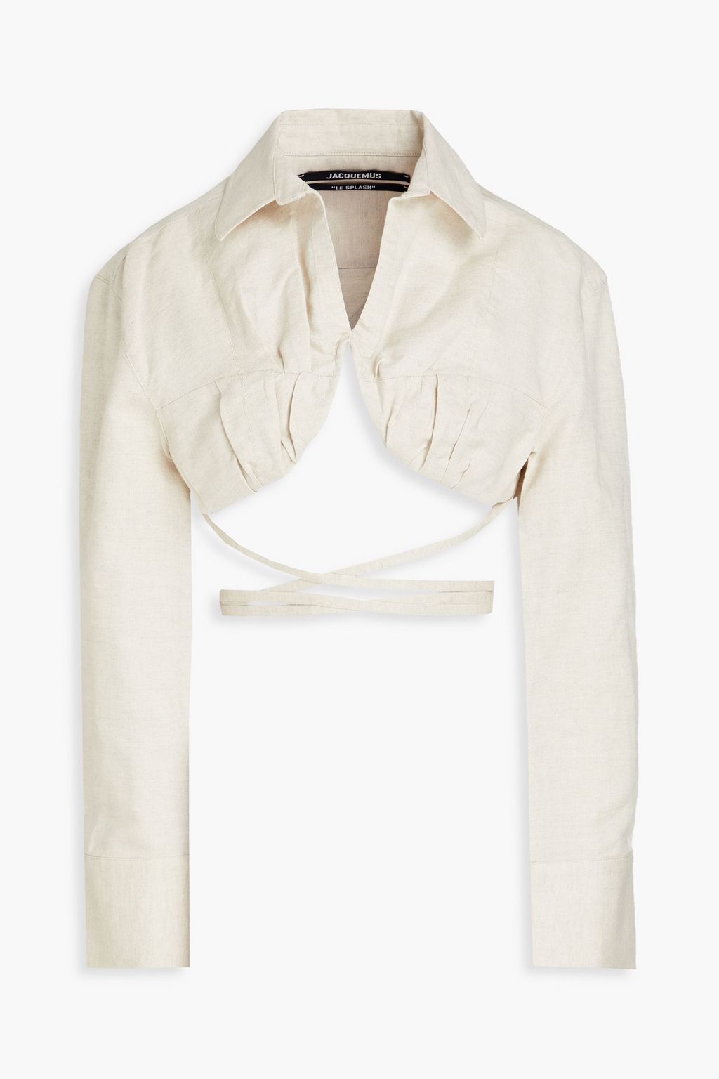 JACQUEMUS Baci cropped underwired cotton and linen blend shirt