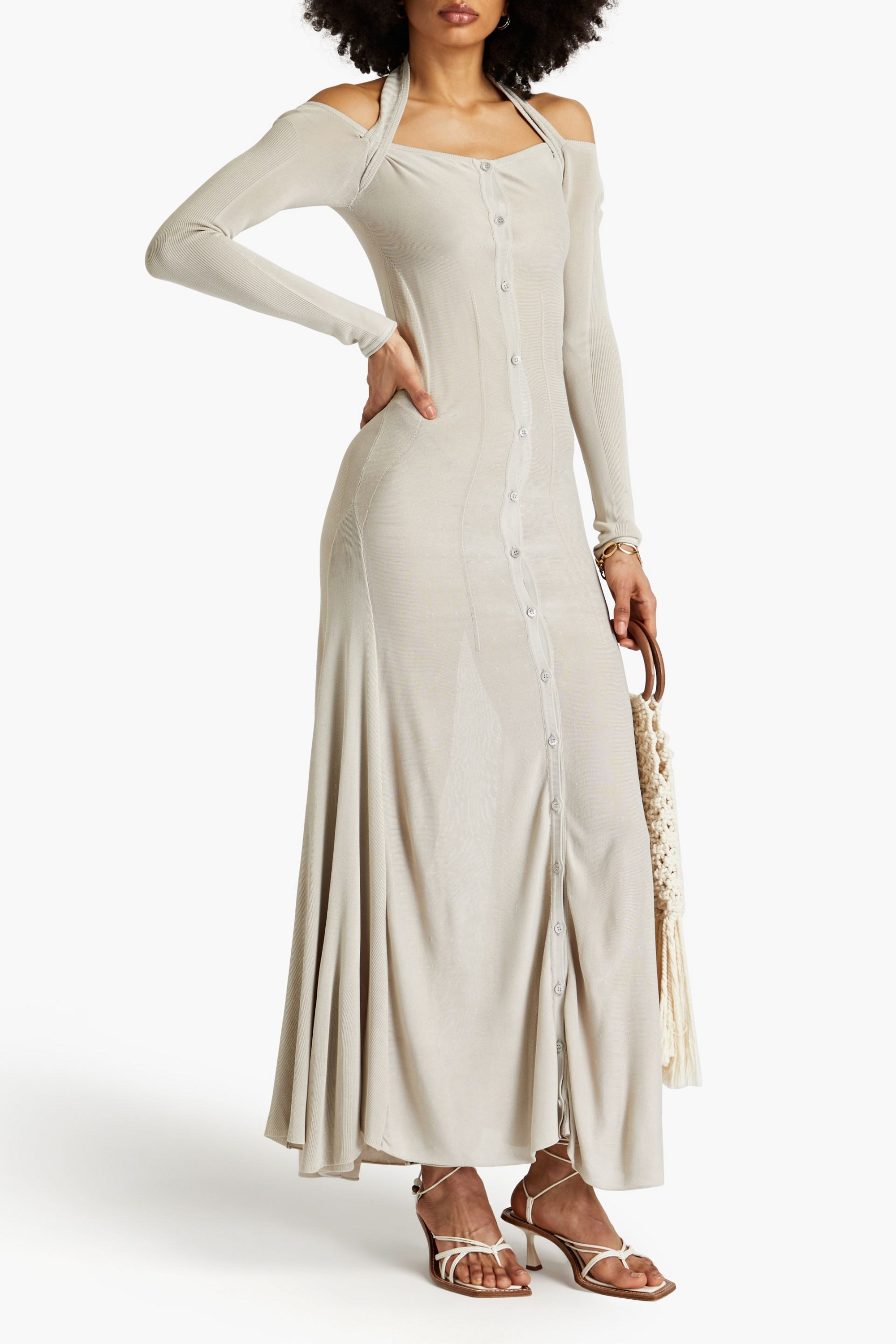 Jacquemus Lagoa cold-shoulder knitted halterneck maxi dress