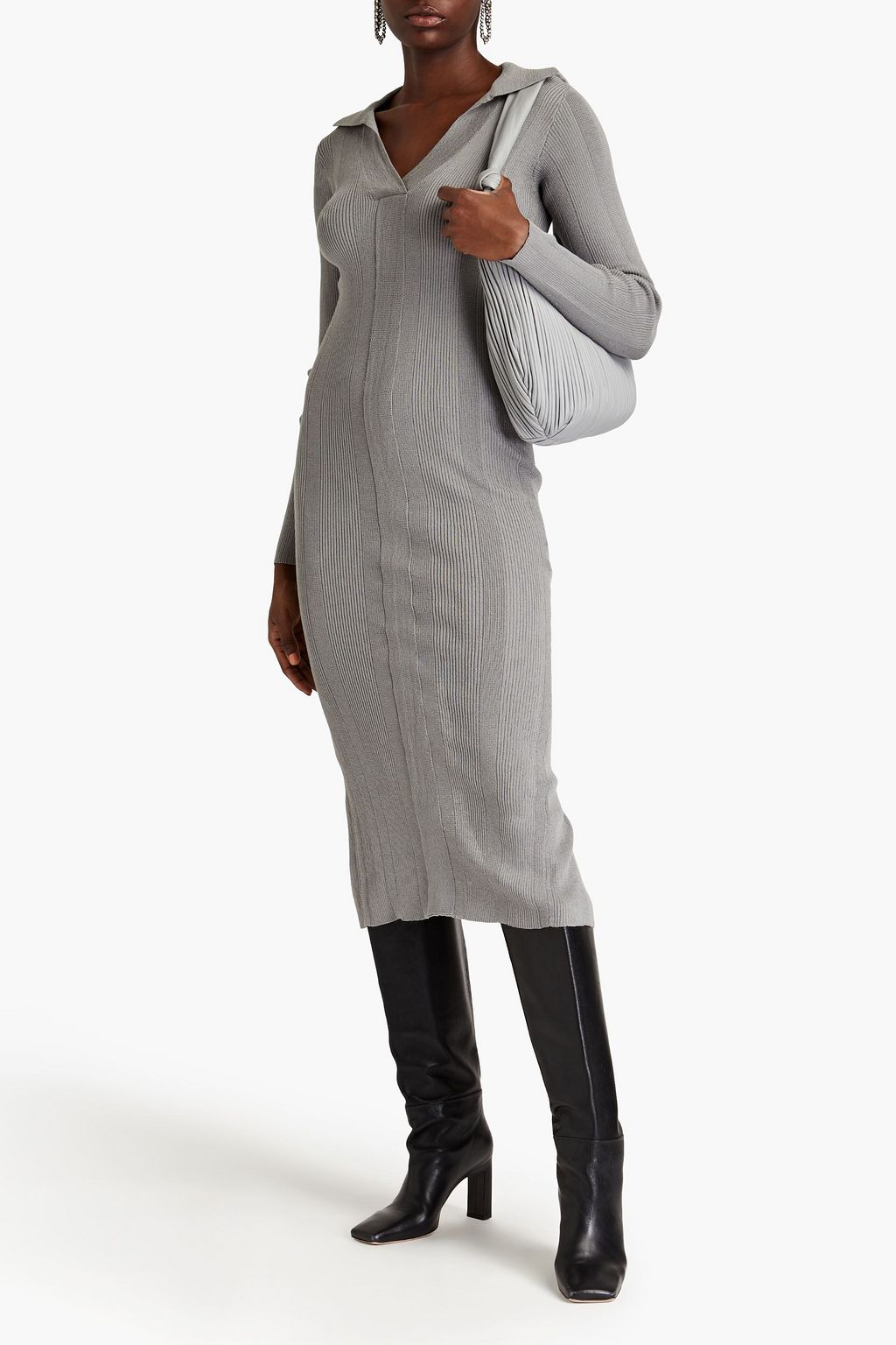 REMAIN BIRGER CHRISTENSEN Ribbed cotton-blend midi dress