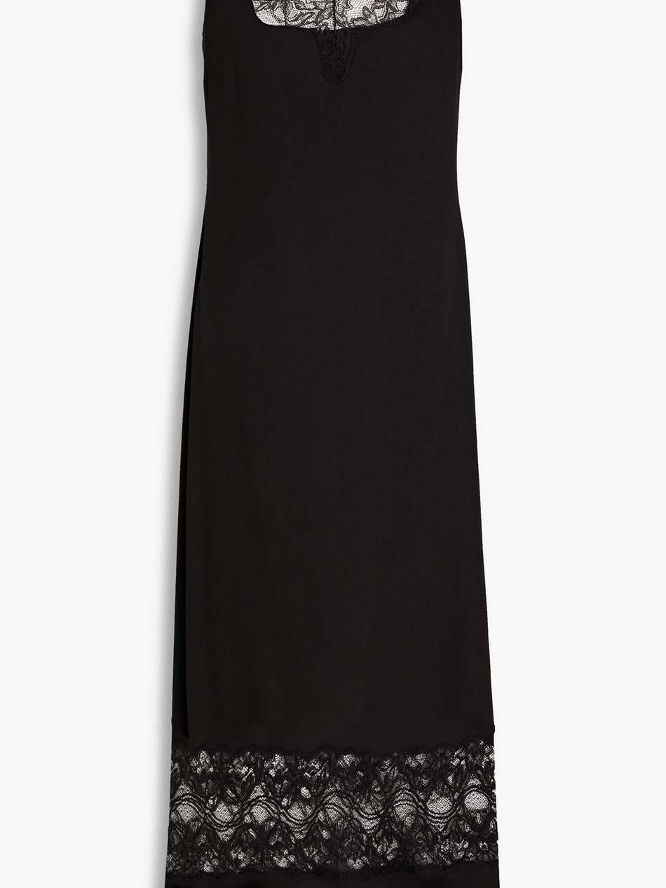 lace-paneled lyocell-blend crepe midi dress