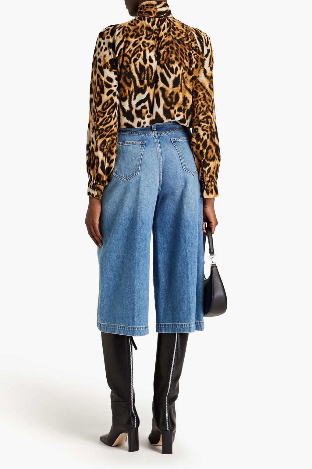 BOUTIQUE MOSCHINO Pussy-bow leopard-print silk crepe de chine blouse