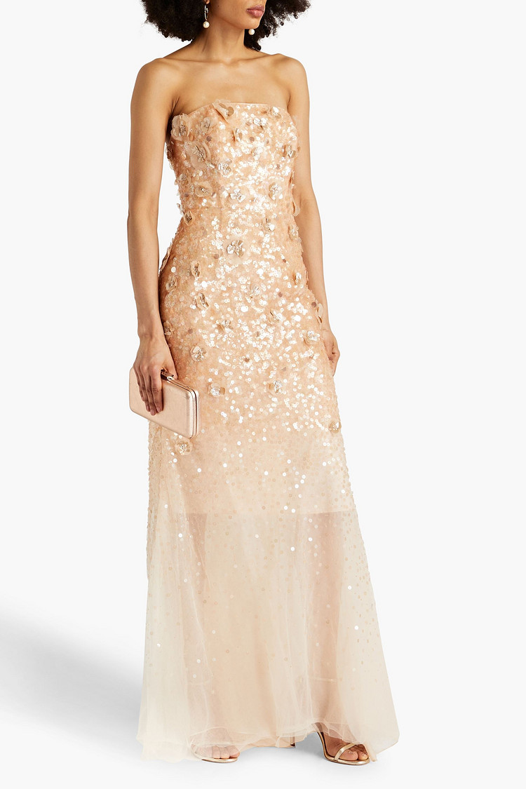 theoutnet.com | Strapless dégradé embellished silk-tulle gown