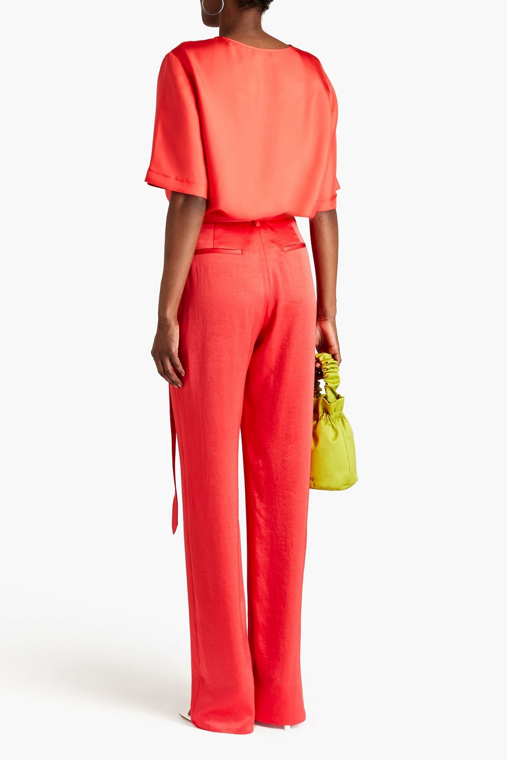 LAPOINTE Hammered-satin straight-leg pants