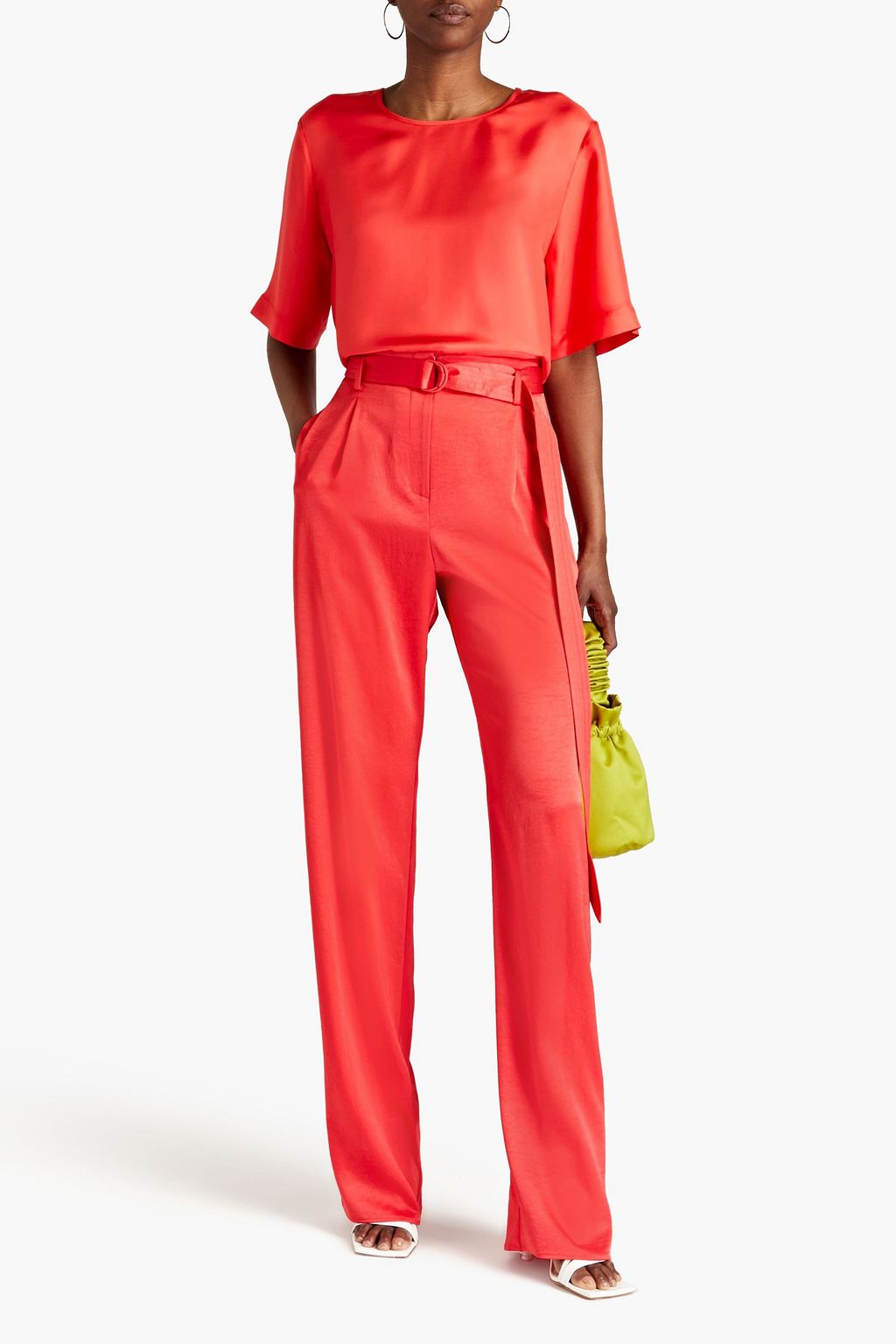 LAPOINTE Hammered-satin straight-leg pants