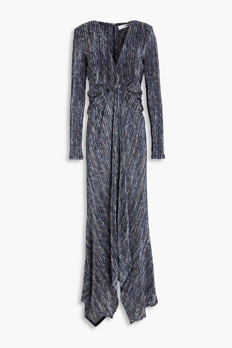 RONNY KOBO Draped marled ribbedknit maxi dress THE