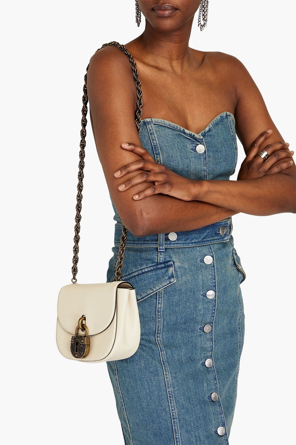 MOSCHINO Embellished leather shoulder bag