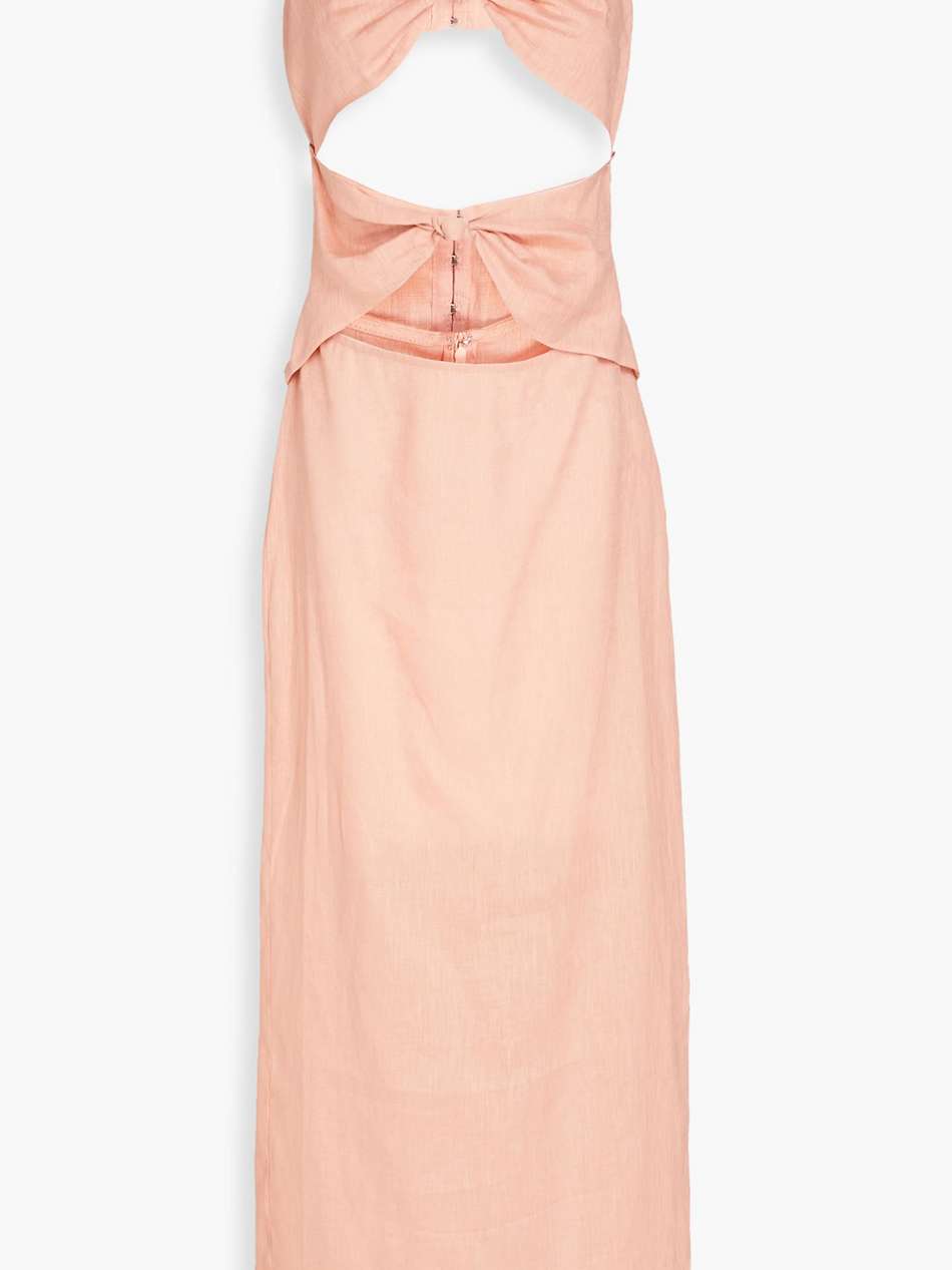 knotted cutout linen maxi dress