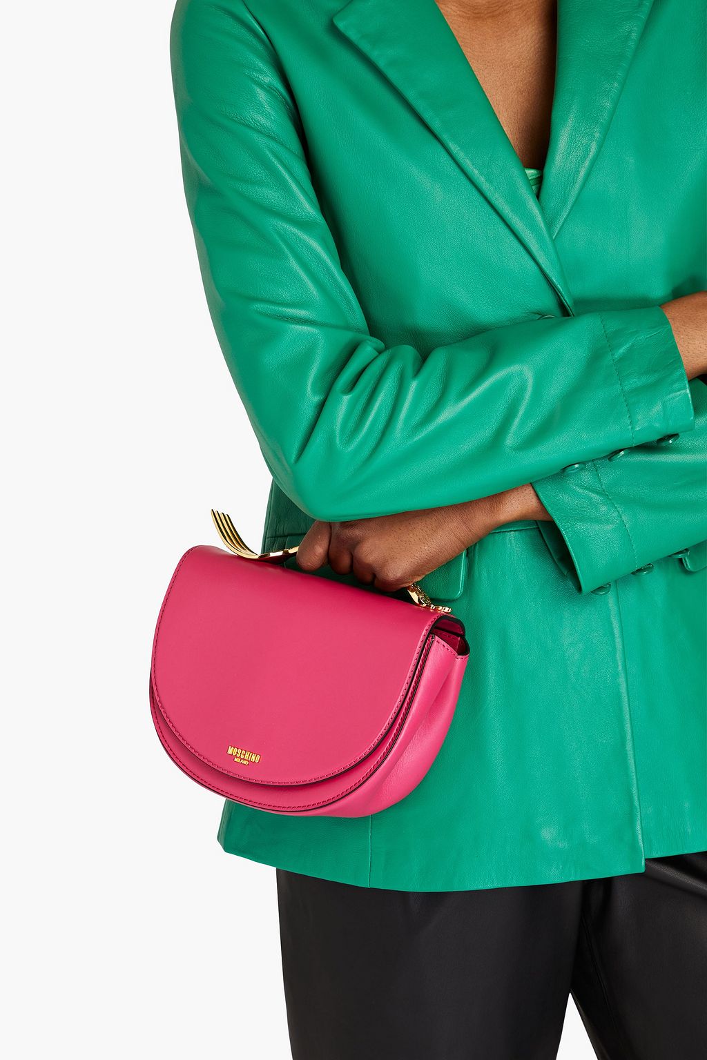 MOSCHINO Embellished leather shoulder bag