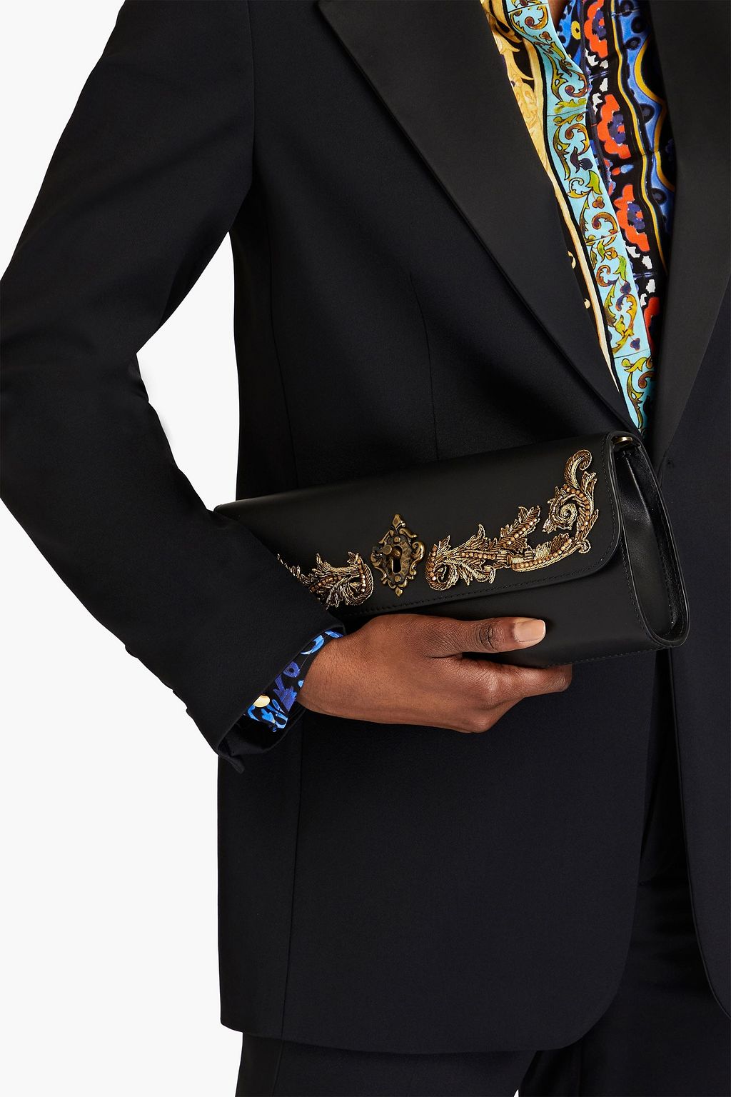 MOSCHINO Embellished leather clutch