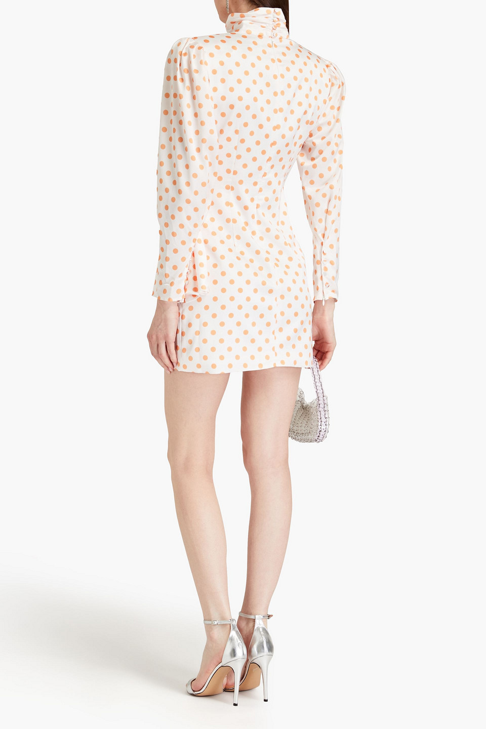 Shop Ronny Kobo Olivia Polka-dot Satin Mini Dress In White