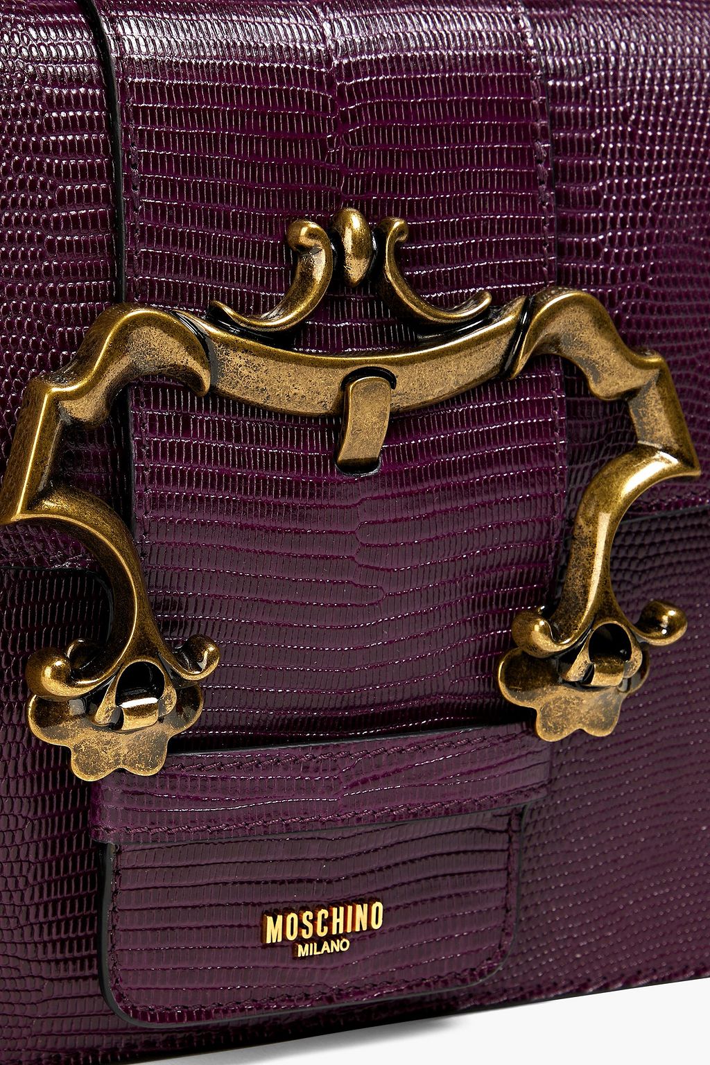 MOSCHINO Schultertasche aus Leder mit Eidechseneffekt und Schnalle