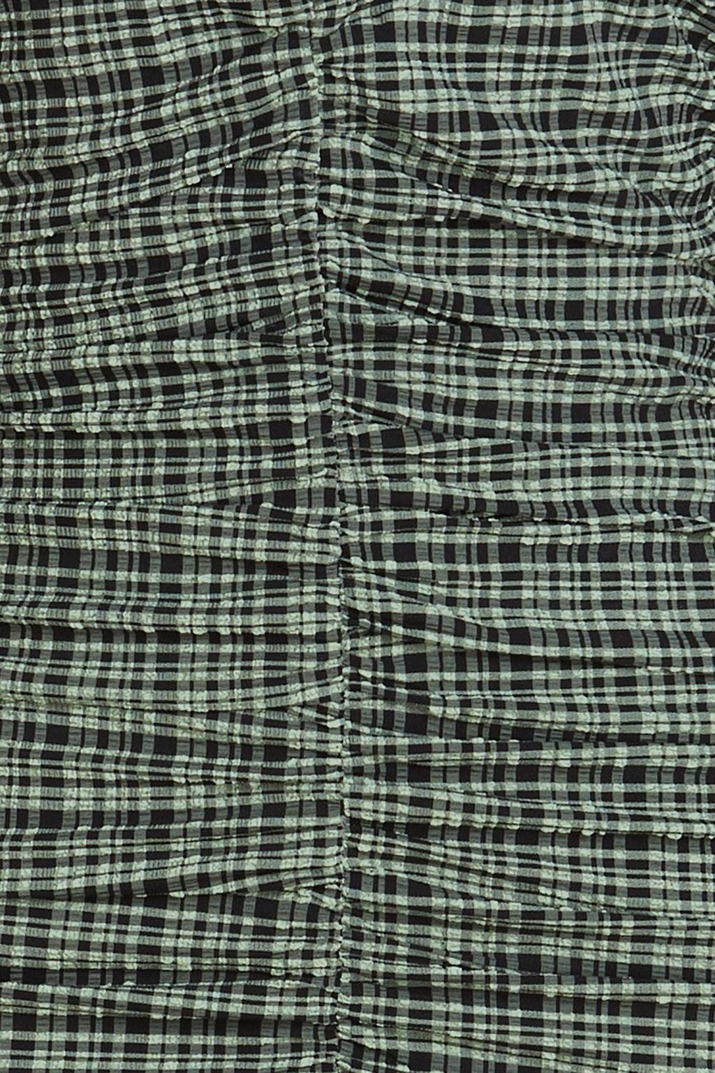 GANNI Ruched checked seersucker mini dress