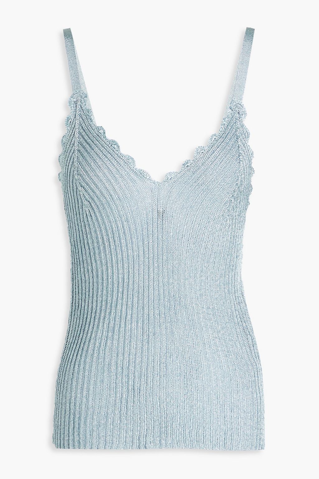 GANNI Heather metallic ribbed-knit tank | THE OUTNET