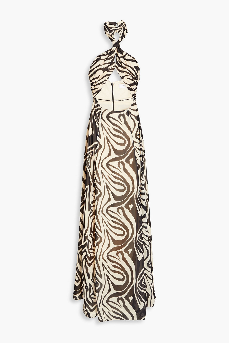 Mona cutout printed crepe halterneck maxi dress