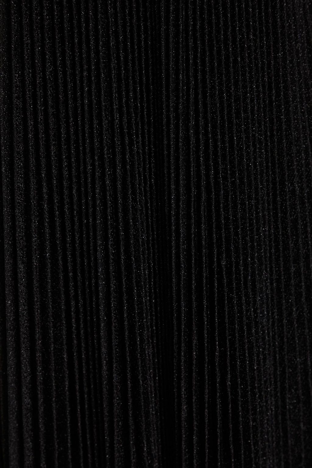 HALSTON Metallic plissé-woven gown