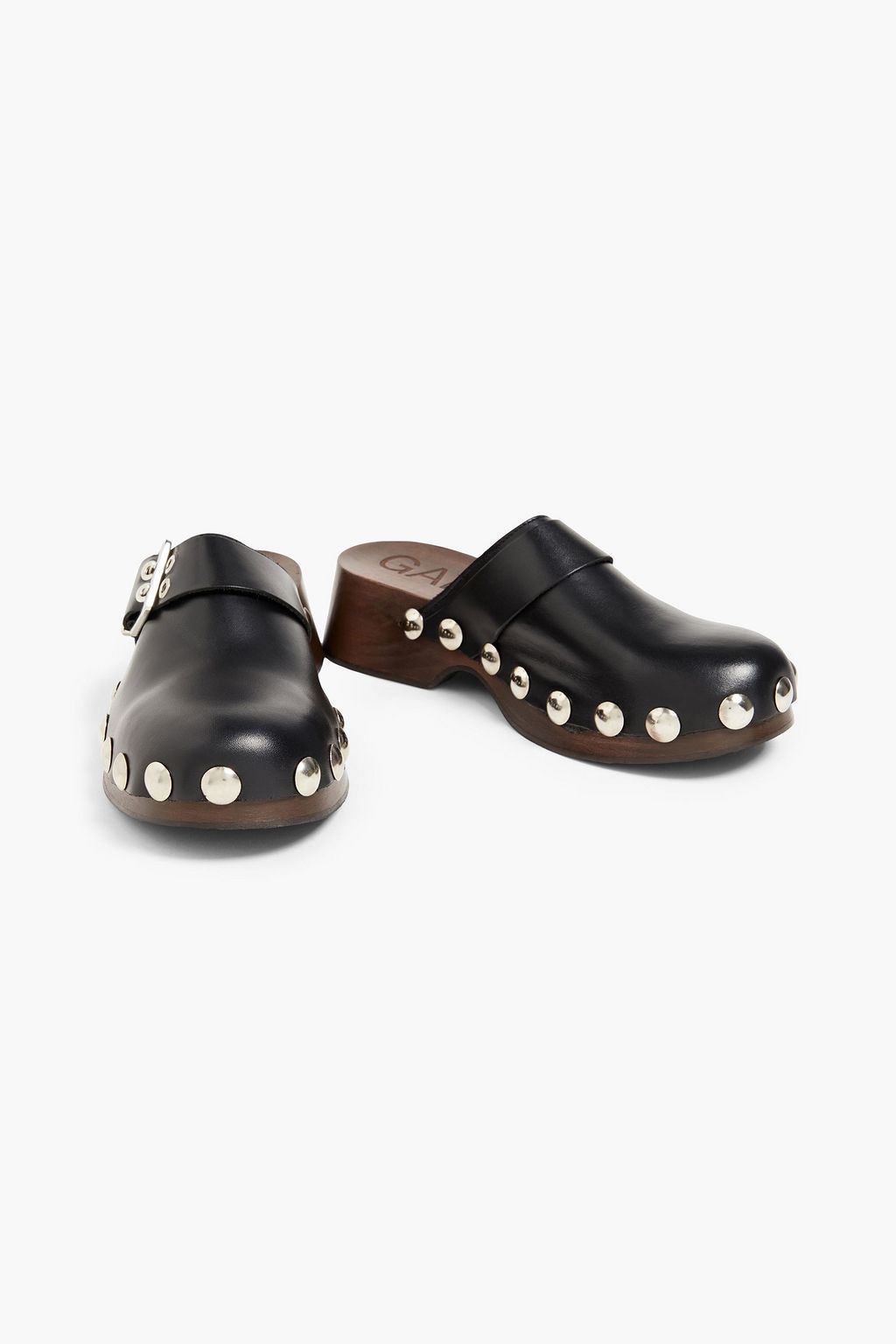 GANNI Studded leather clogs