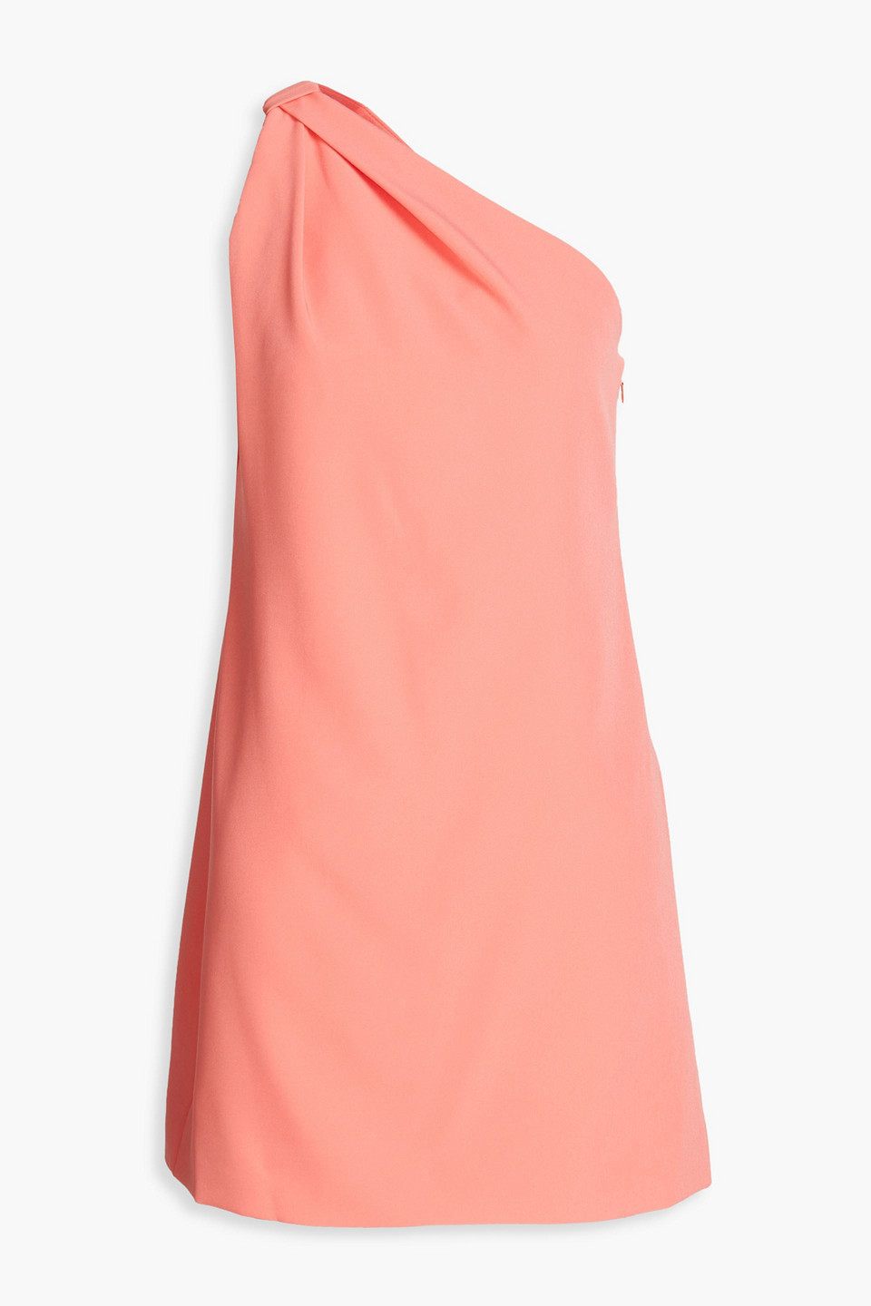 Halston Heritage One-shoulder Crepe Mini Dress In Coral