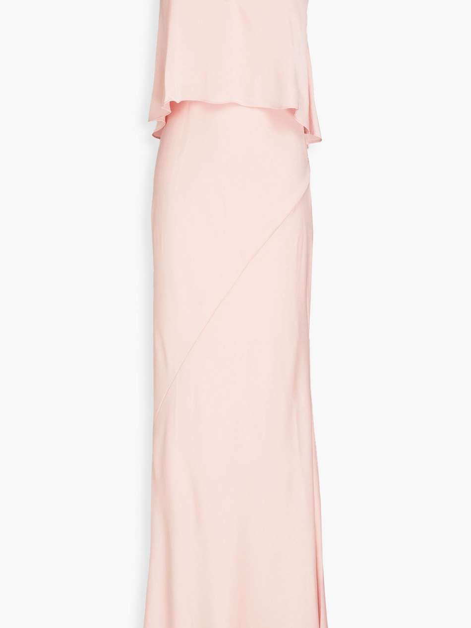 layered satin-crepe maxi dress