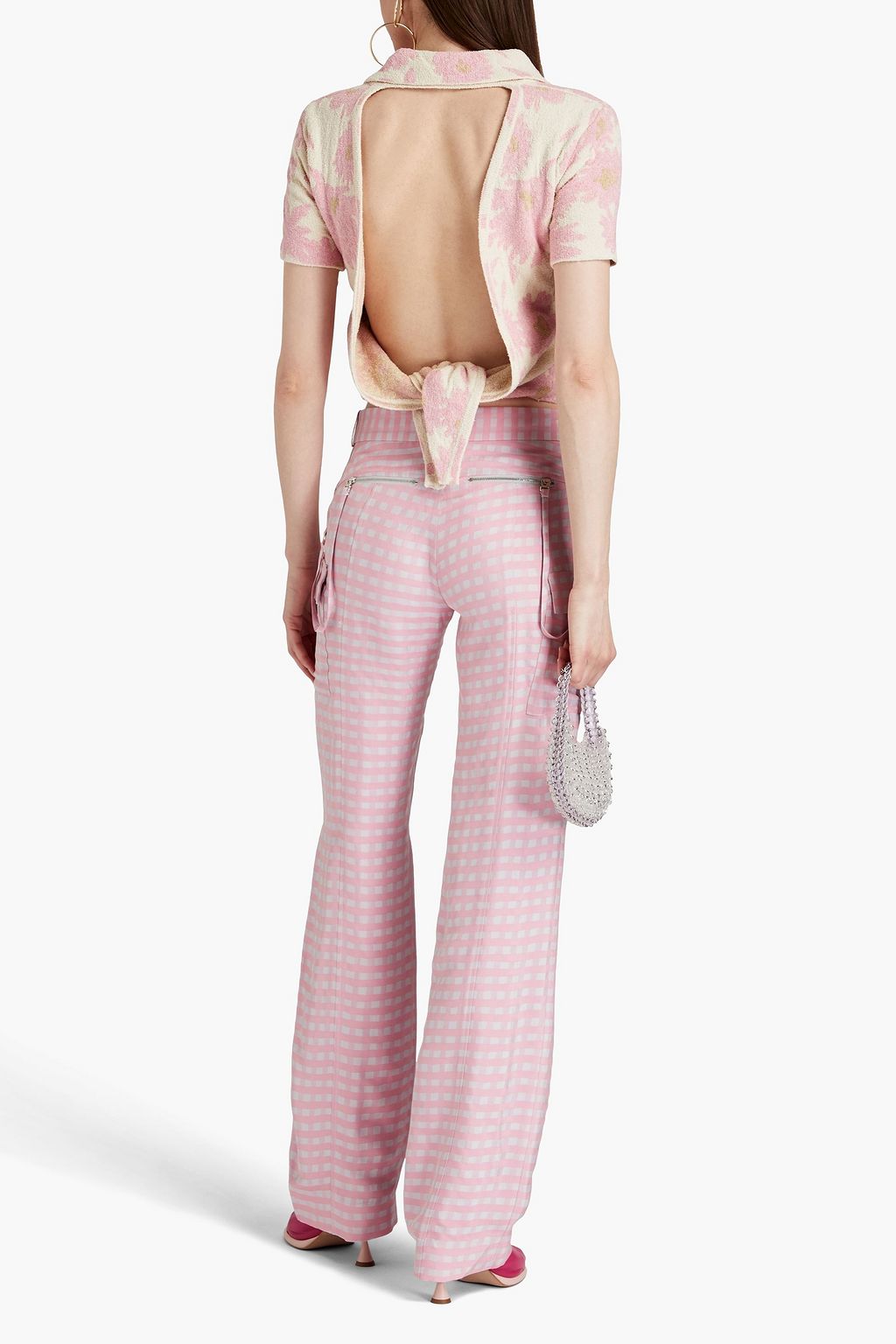JACQUEMUS 깅엄 자카드 스트레이트 레그 팬츠