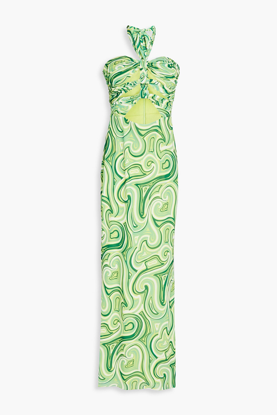 Lopte cutout printed crepe halterneck maxi dress