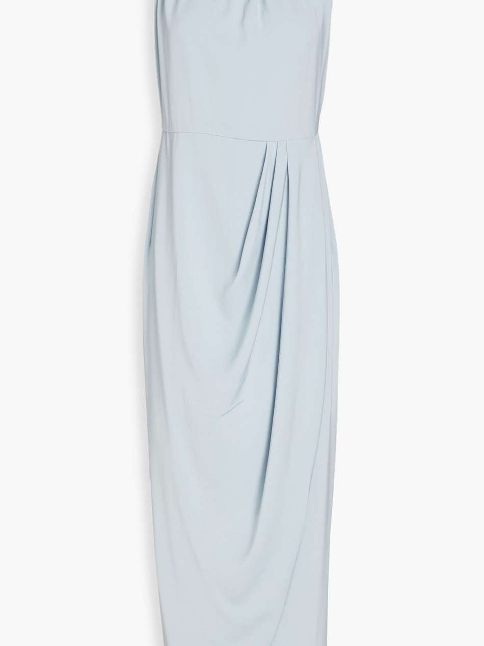 gathered satin maxi dress