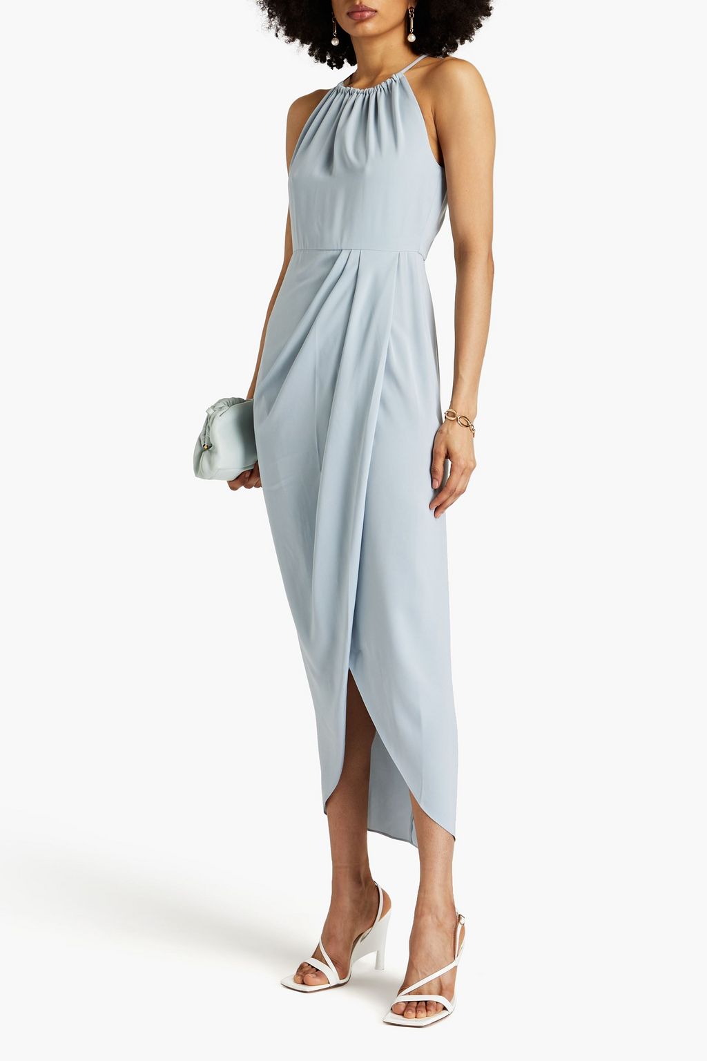 SHONA JOY Gathered satin maxi dress