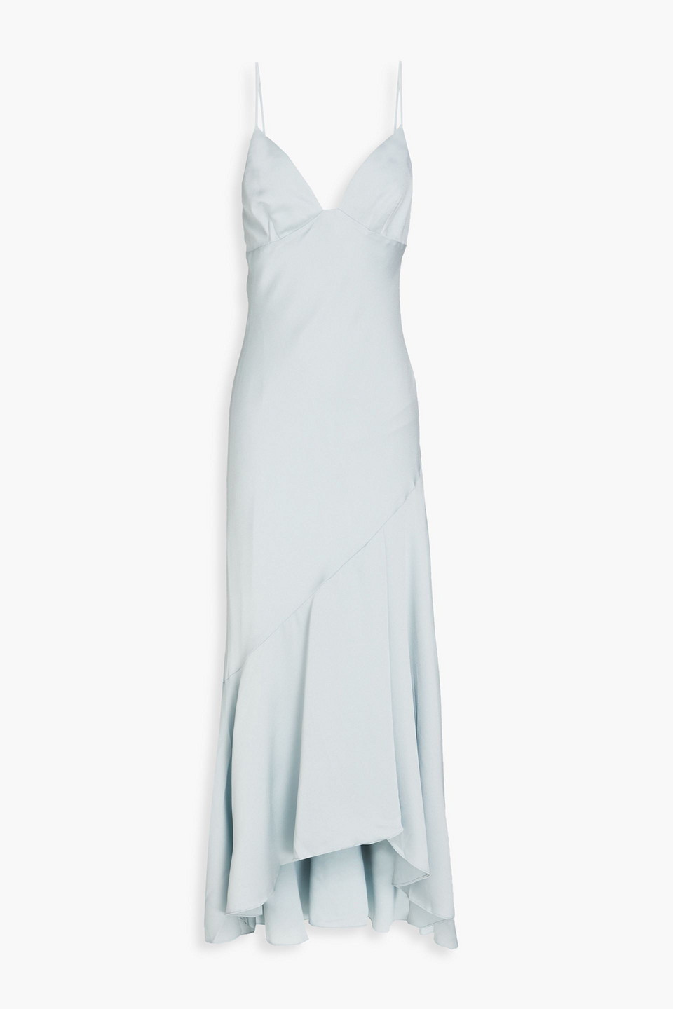 Shona Joy Asymmetric Satin-crepe Maxi Dress In Sky Blue