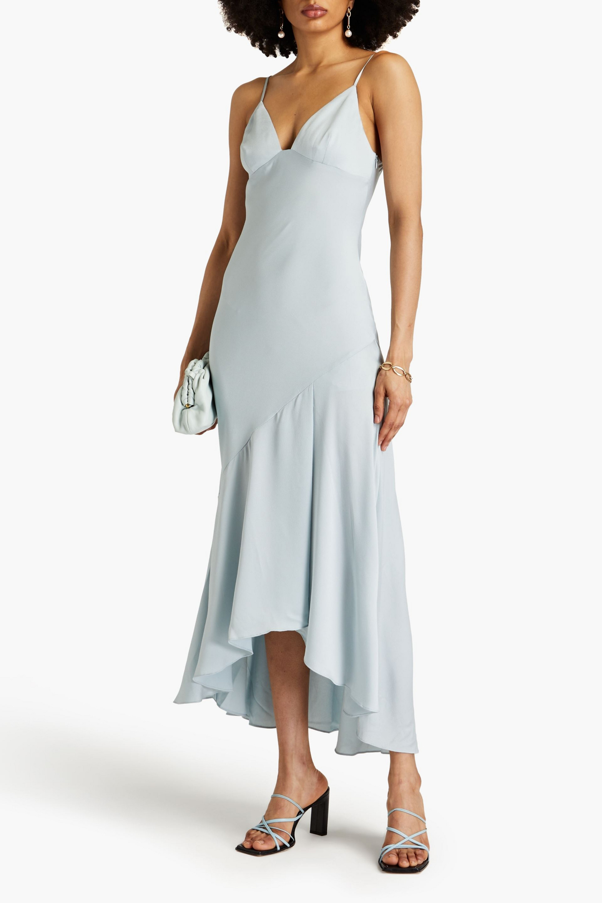 Shona Joy Asymmetric satin-crepe maxi dress