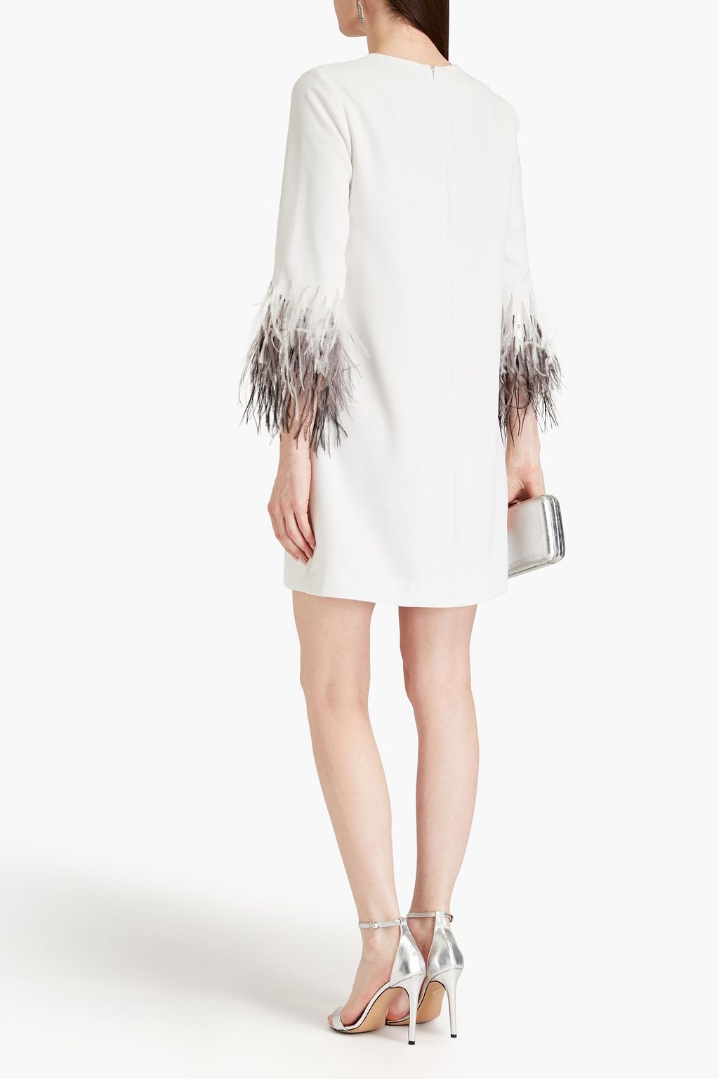 HALSTON Minikleid aus Crêpe mit Verzierung